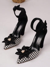 Latest French Style Fashionable Versatile Shoes, Spring Season Thick Heel Houndstooth Trendy
